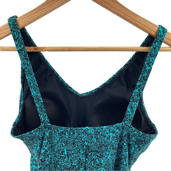 Speedo Turquoise & Black Tribal Pattern Classic 1 Piece Swimsuit High Support 8 - Picture 4 of 9